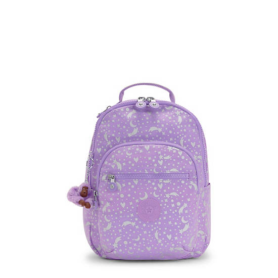 Kipling Seoul Small Printed Tablet Rugzak Paars | België 1602IL